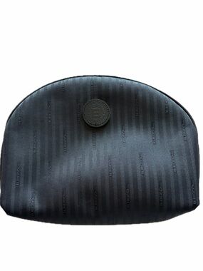 Fendi Vintage Cosmetic Pouch Black Zucca Stripe Fendi Logo Makeup Bag Luxury NEW
